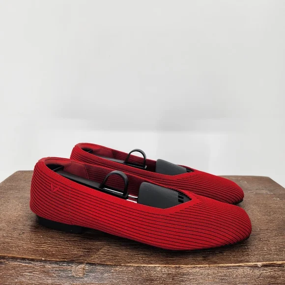 VIVAIA Lightweight Square-Toe V-Cut Flats (Margot Walker) Red size EU/37.5 - Picture 3 of 8